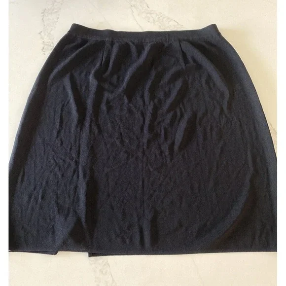 Exclusively Misook Skirt Black Pencil Straight Pull On Stretch Knitted Slit - Picture 6 of 6